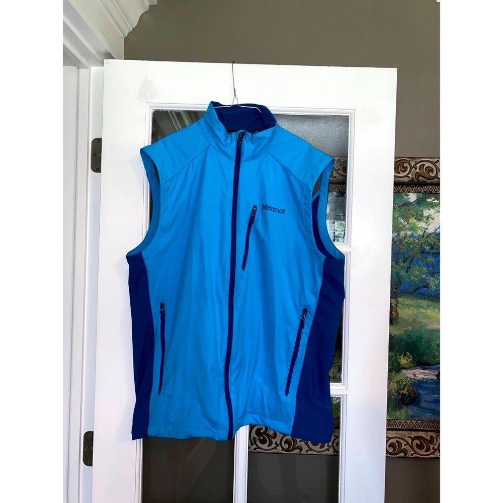 Marmot Blue Windshield Zip Up Vest Large